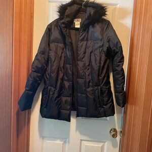 Athletic Works Black Utility Jacket with Faux Fur Hood